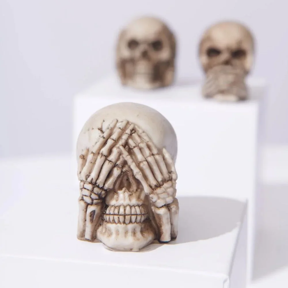 See No Evil Hear No Evil Speak No Evil Skull Set 3pc - Picture 3 of 6